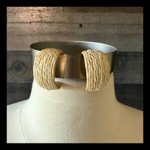 Natural rattan vintage hoop earrings 70s retro festival boho earth girl beach